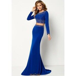 Studio 17 Long Sleeve Two Piece Prom Dress 12665 Royal